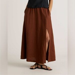 Quince Burnt Orange/Brown Linen Maxi Skirt